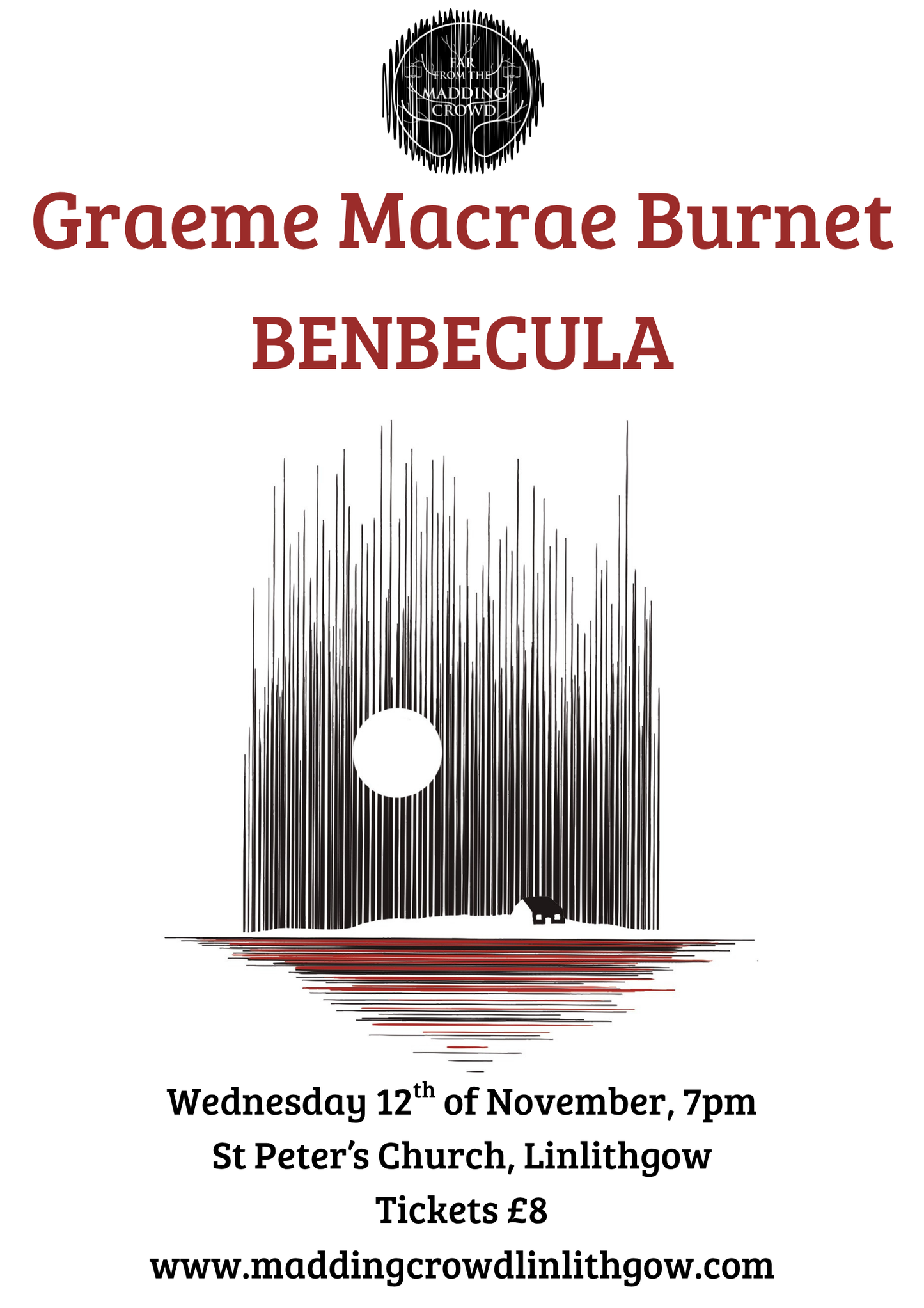 In conversation with Graeme Macrae Burnet, Wednesday 12th November, 7:00pm, St Peter's Church