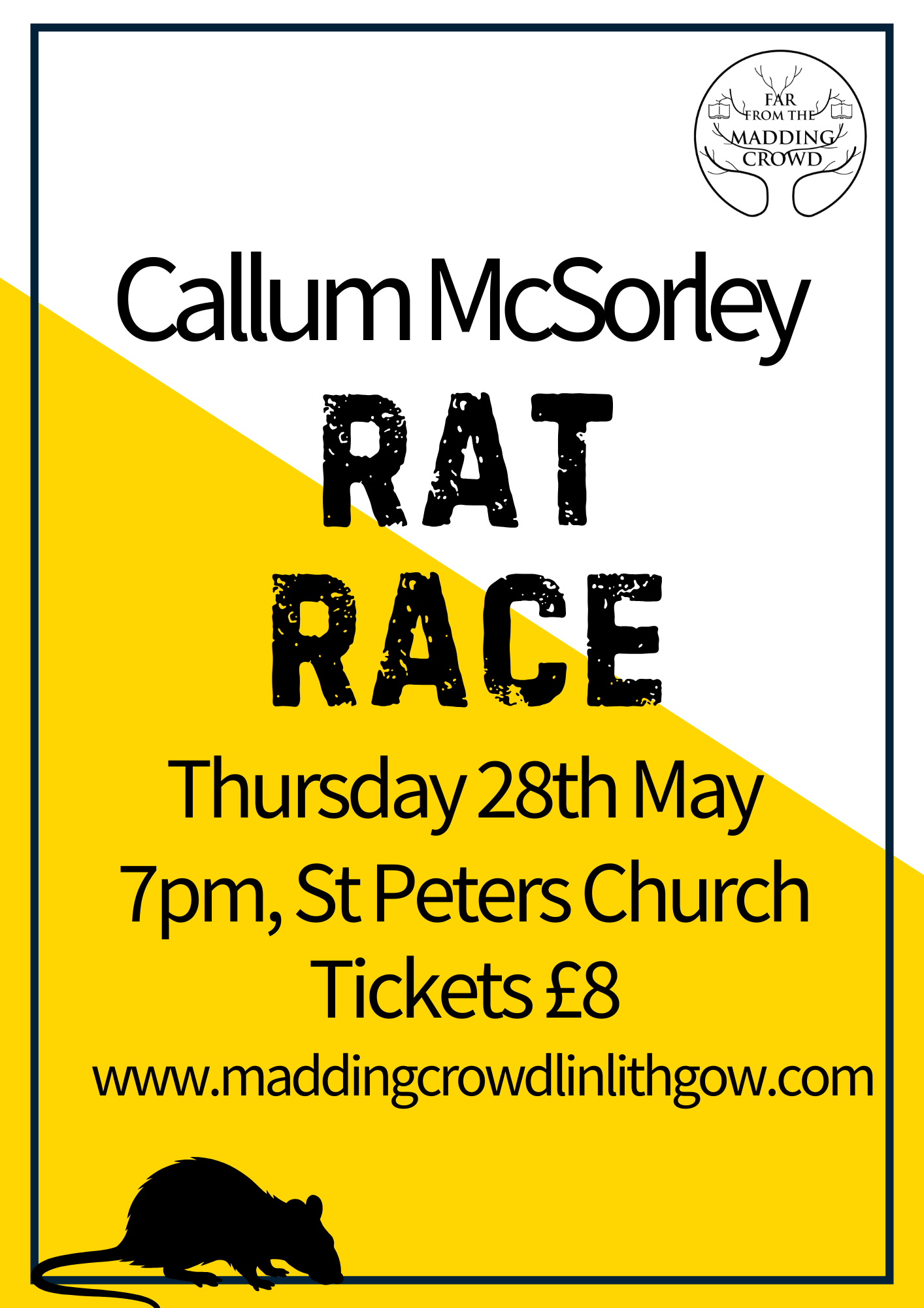 Author Talk with Callum McSorley, Rat Race, Thursday 28th May, 7.00pm