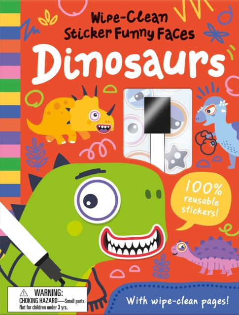 Wipe-Clean Sticker Funny Faces Dinosaurs - 9781835550373