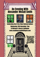 Load image into Gallery viewer, An Evening with Alexander McCall Smith and Anna Marshall, Wednesday 15th November, 7pm
