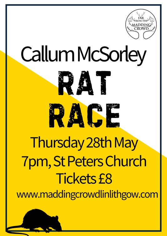 Author Talk with Callum McSorley, Rat Race, Thursday 28th May, 7.00pm