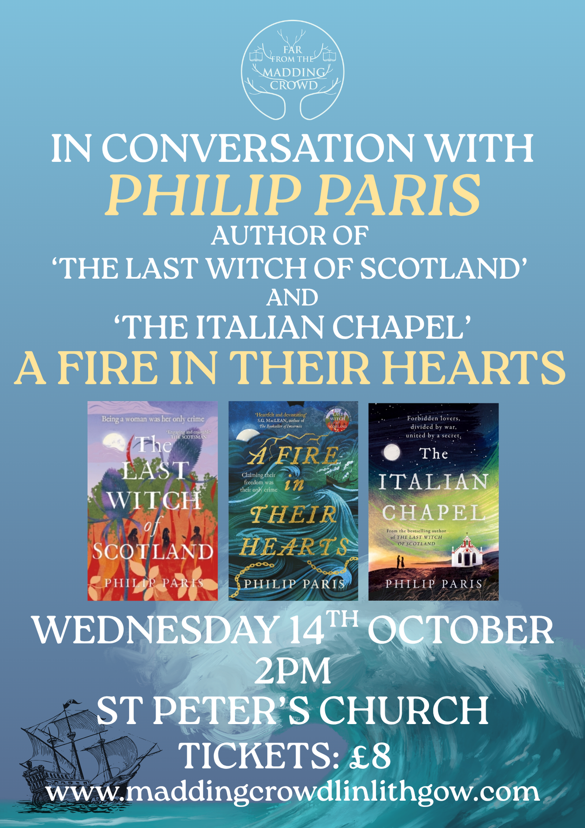 Author Talk with Philip Paris, A Fire in their Hearts, Wednesday 14th October, 2.00pm