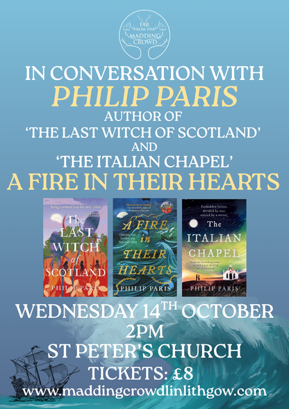Author Talk with Philip Paris, A Fire in their Hearts, Wednesday 14th October, 2.00pm