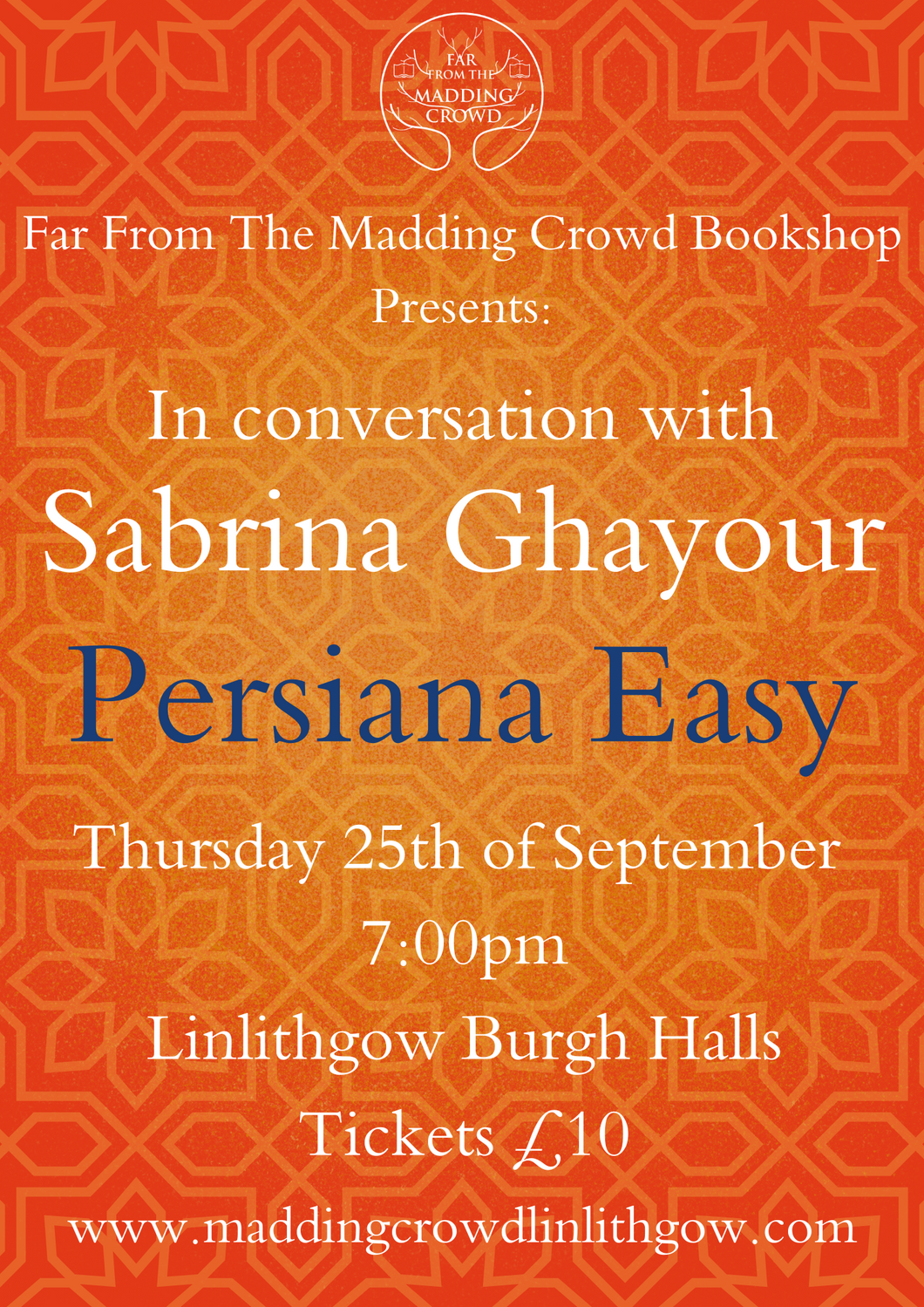 In conversation with Sabrina Ghayour, Persiana Easy, Thursday 25th September