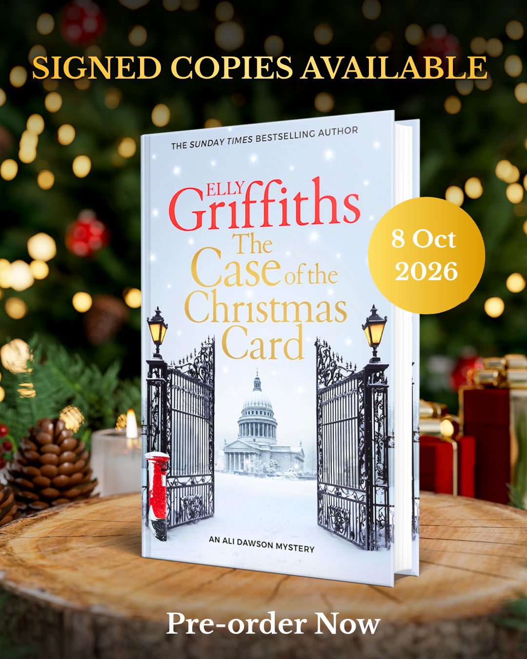 Pre-Order for 8th October 2026: SIGNED edition of The Case of the Christmas Card by Elly Griffiths